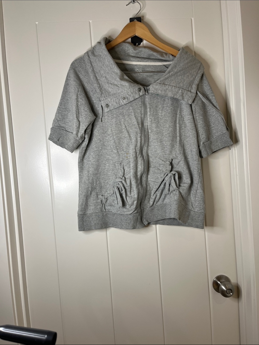 Joe Fresh Light Gray Short Sleeve Zip Hoodie